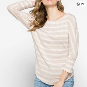 Market & Spruce Beige and White Striped Sweater